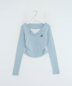 【NEWカラー❤️MADE】ドットレイヤード風ワッペンカーディガン