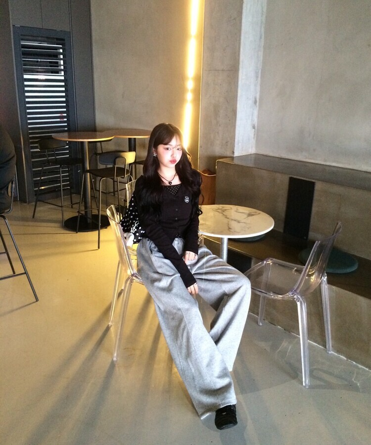 【7次再オーダー❤️MADE】ドットレイヤード風ワッペンカーディガン BLACK