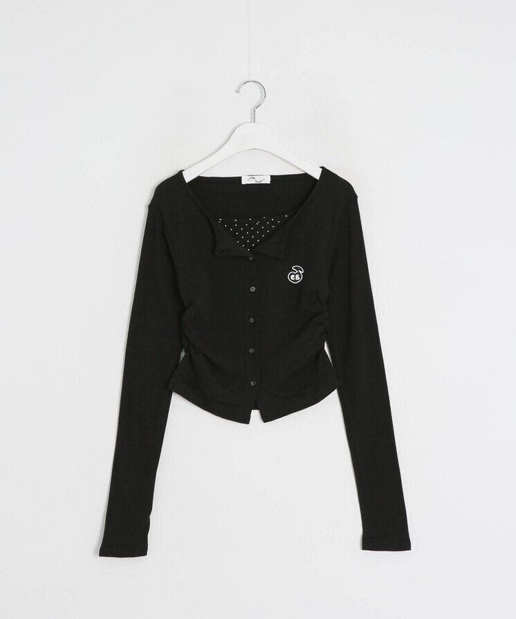 【7次再オーダー❤️MADE】ドットレイヤード風ワッペンカーディガン