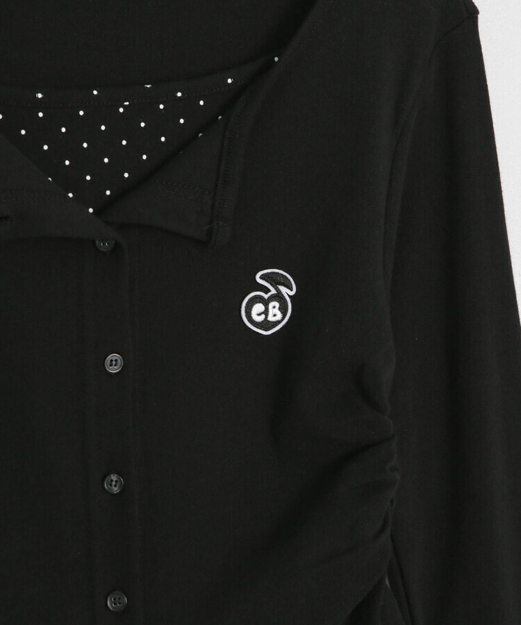 【7次再オーダー❤️MADE】ドットレイヤード風ワッペンカーディガン