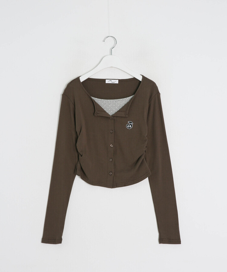 【7次再オーダー❤️MADE】ドットレイヤード風ワッペンカーディガン