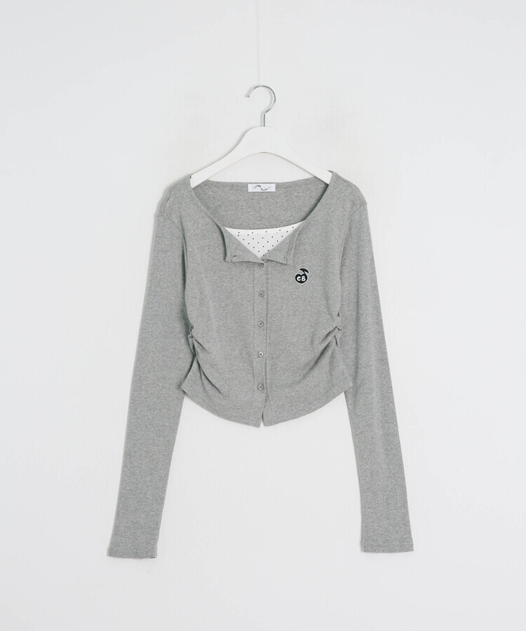 【7次再オーダー❤️MADE】ドットレイヤード風ワッペンカーディガン