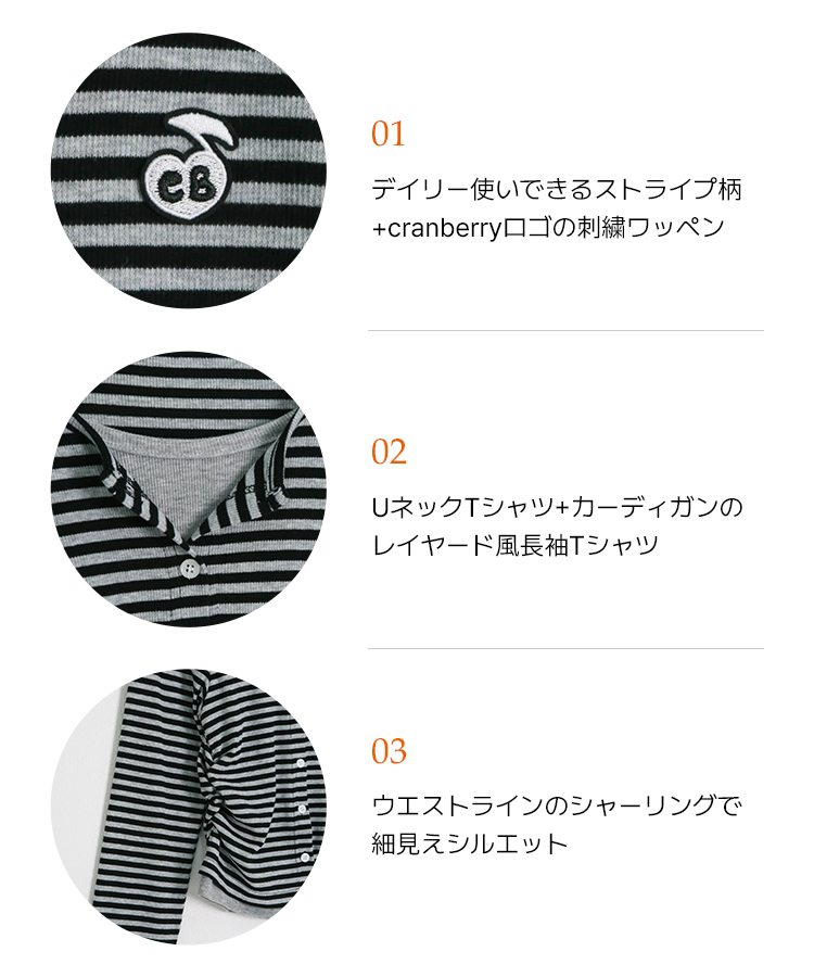 【1次完売❤️限定販売】ストライプレイヤード風ワッペンカーディガン