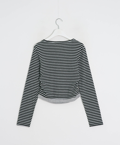 【1次完売❤️限定販売】ストライプレイヤード風ワッペンカーディガン