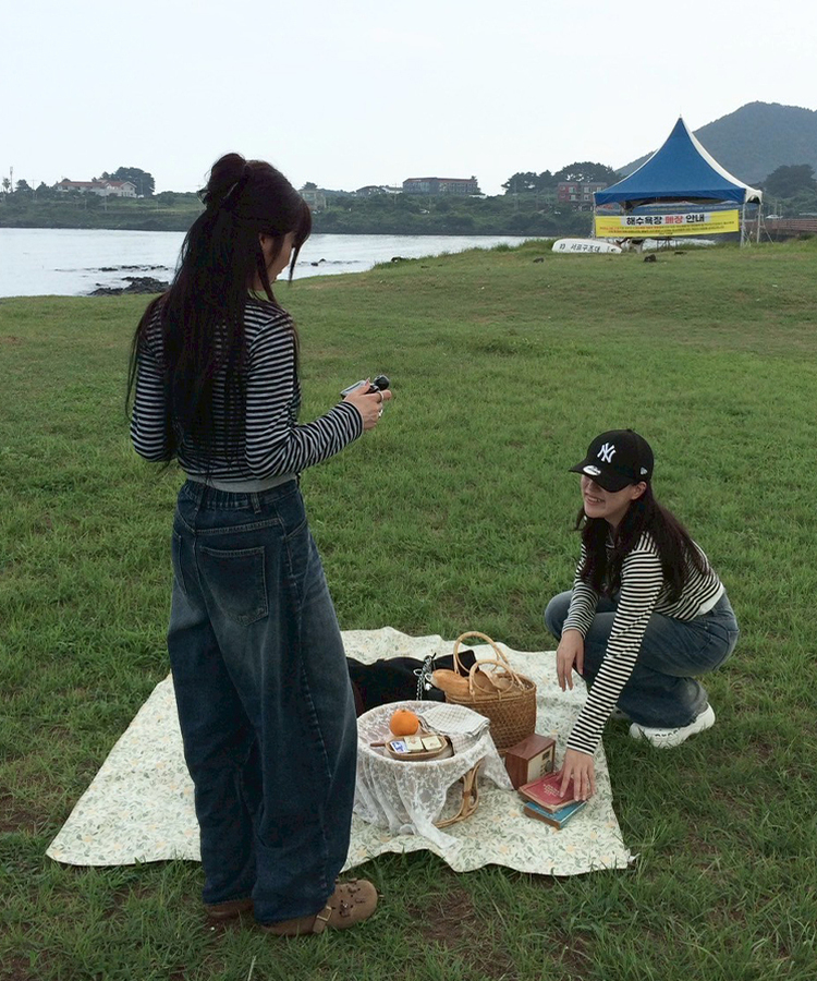 【1次完売❤️限定販売】ストライプレイヤード風ワッペンカーディガン GRAY