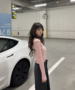 スリムフィットラウンドネックベーシックニット PINK