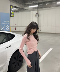 スリムフィットラウンドネックベーシックニット PINK