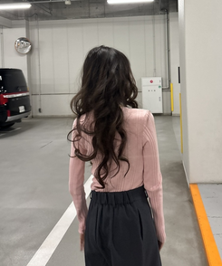 スリムフィットラウンドネックベーシックニット PINK