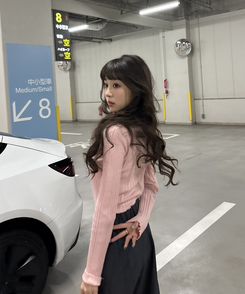 スリムフィットラウンドネックベーシックニット PINK