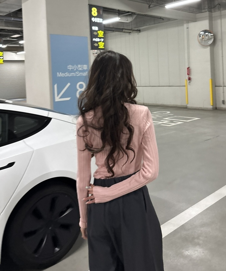 スリムフィットラウンドネックベーシックニット PINK