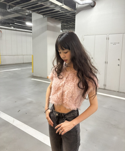 クロップ丈ファーカーディガン PINK