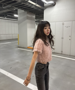 クロップ丈ファーカーディガン PINK