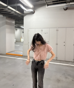 クロップ丈ファーカーディガン PINK