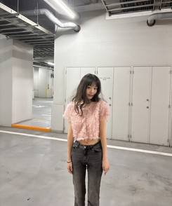 クロップ丈ファーカーディガン PINK