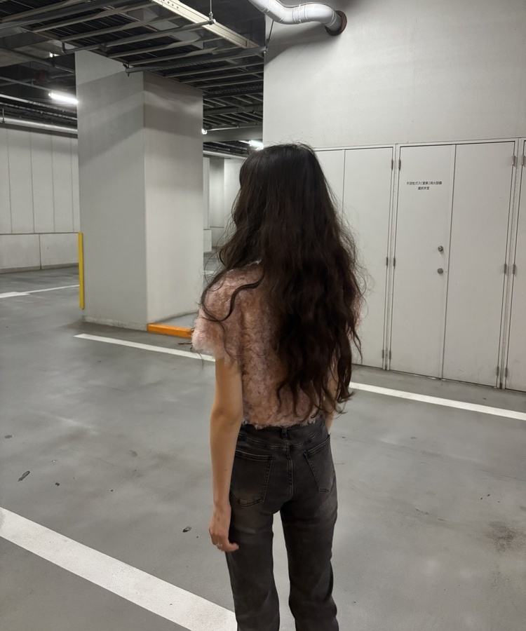 クロップ丈ファーカーディガン PINK