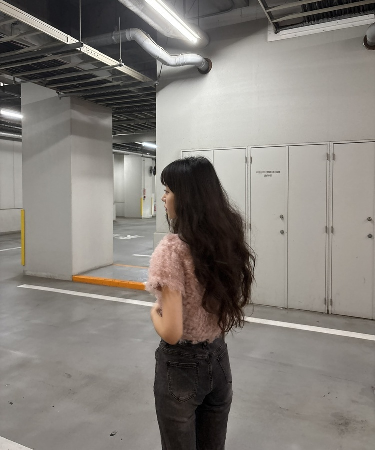 クロップ丈ファーカーディガン PINK