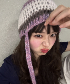 ストライプニット帽 PINK