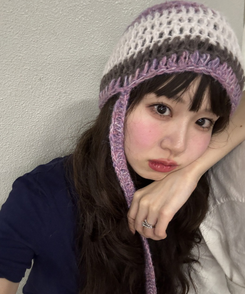 ストライプニット帽 PINK