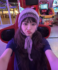 ストライプニット帽 PINK