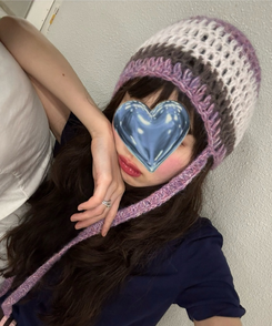 ストライプニット帽 PINK