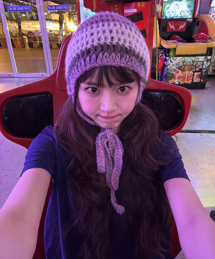 ストライプニット帽 PINK