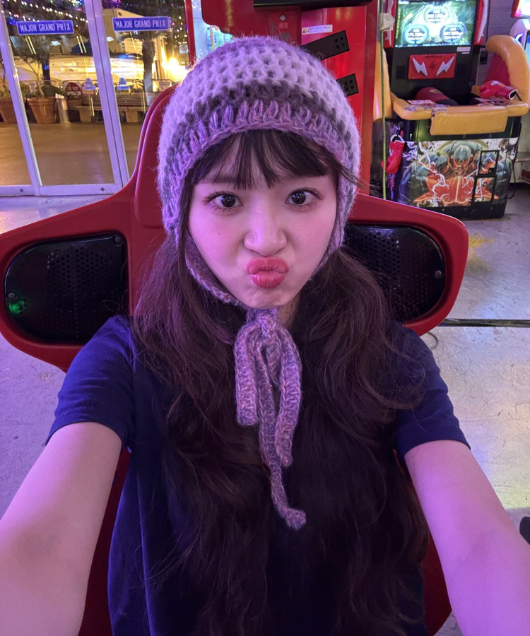 ストライプニット帽 PINK