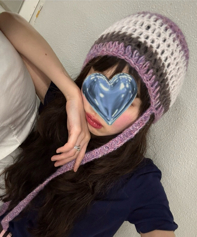 ストライプニット帽 PINK