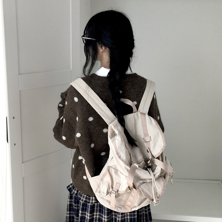 빈티지 오버핏 도트 우드버튼 라운드넥 니트 가디건