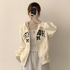 刺繍フードルーズジップアップ(6color) CREAM