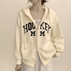 刺繍フードルーズジップアップ(6color) CREAM