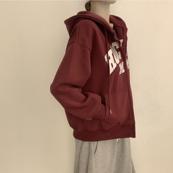 刺繍フードルーズジップアップ(6color) WINE