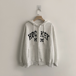 刺繍フードルーズジップアップ(6color)