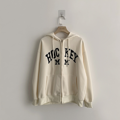 刺繍フードルーズジップアップ(6color)