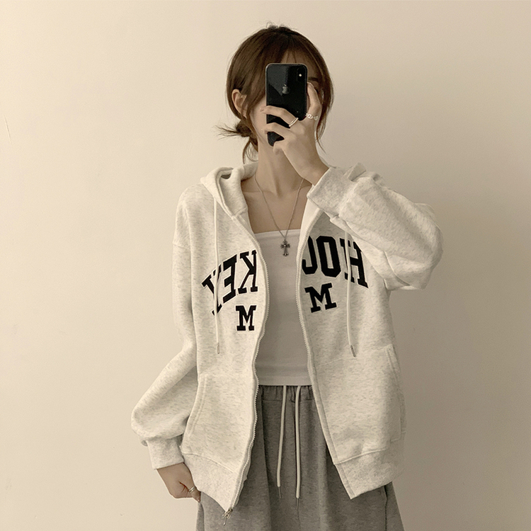 미키 어텀 오버핏 가을 긴팔 쭈리 자수 후드 집업 루즈핏 아우터 아방핏 후드티 후리스 자켓 6color 백염