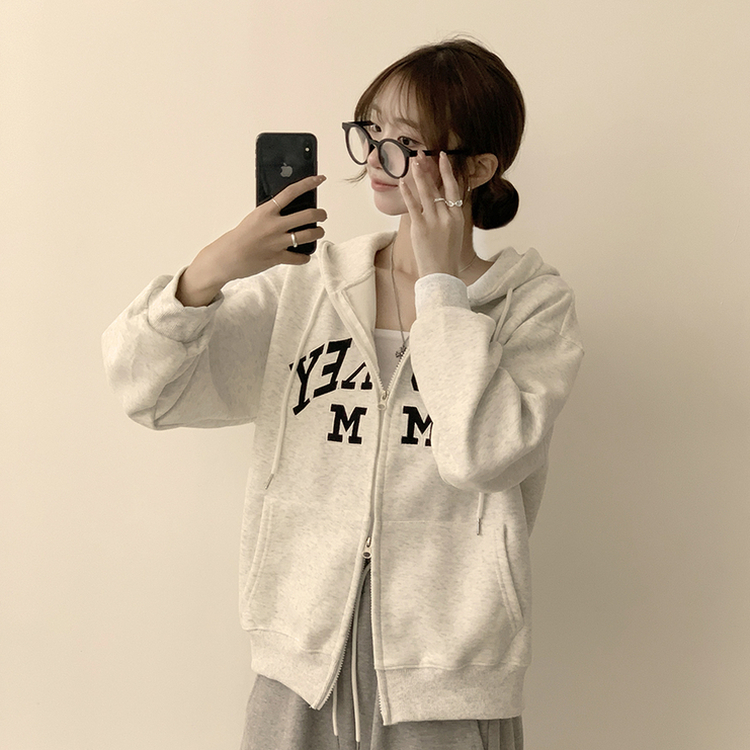 미키 어텀 오버핏 가을 긴팔 쭈리 자수 후드 집업 루즈핏 아우터 아방핏 후드티 후리스 자켓 6color 백염