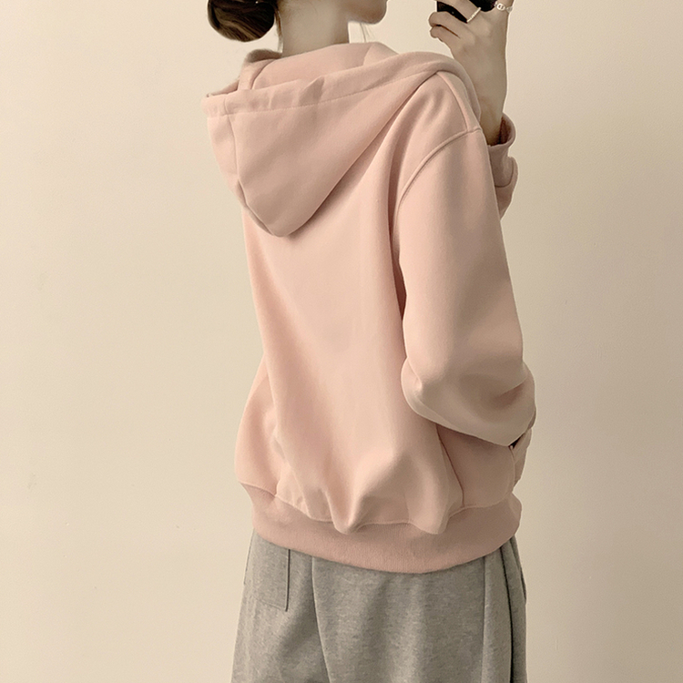 미키 어텀 오버핏 가을 긴팔 쭈리 자수 후드 집업 루즈핏 아우터 아방핏 후드티 후리스 자켓 6color 핑크