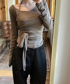 【SET】ラップレイヤード長袖Ｔシャツ BROWN