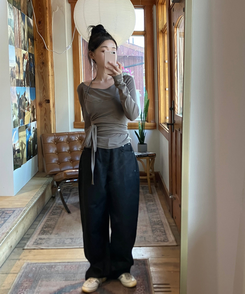 【SET】ラップレイヤード長袖Ｔシャツ BROWN