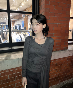 【SET】ラップレイヤード長袖Ｔシャツ CHARCOAL