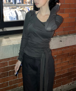 【SET】ラップレイヤード長袖Ｔシャツ CHARCOAL