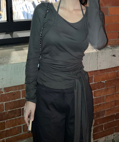 【SET】ラップレイヤード長袖Ｔシャツ CHARCOAL