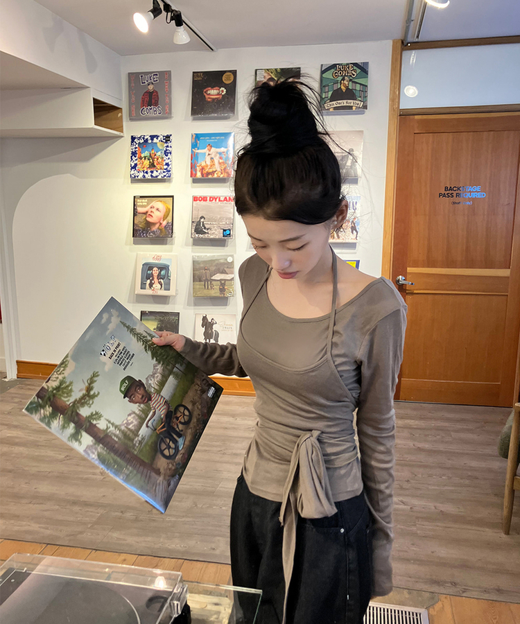 【SET】ラップレイヤード長袖Ｔシャツ BROWN