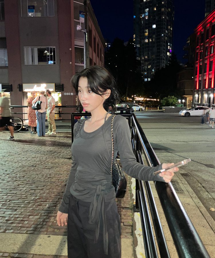 【SET】ラップレイヤード長袖Ｔシャツ CHARCOAL