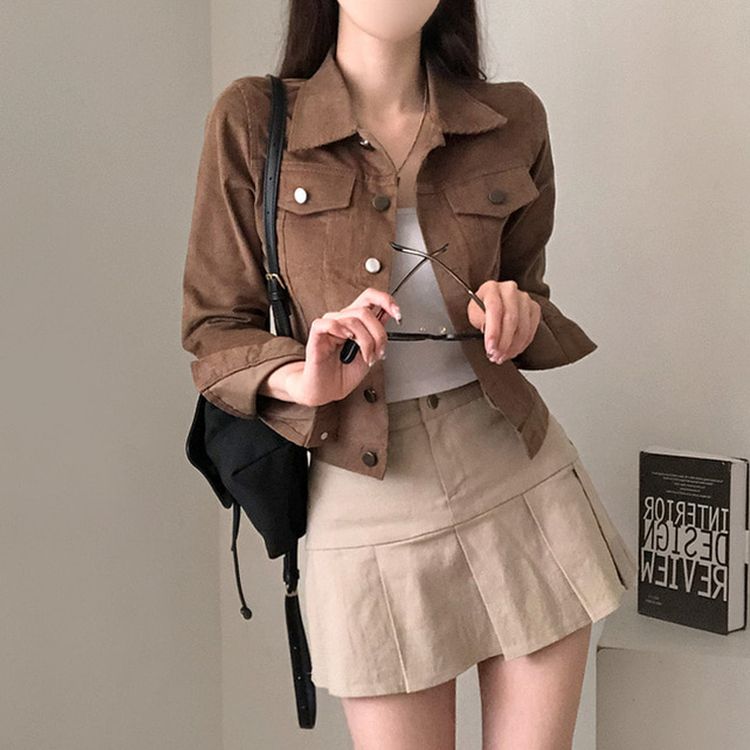 포켓 코듀로이 골덴 셔츠 자켓 브라운