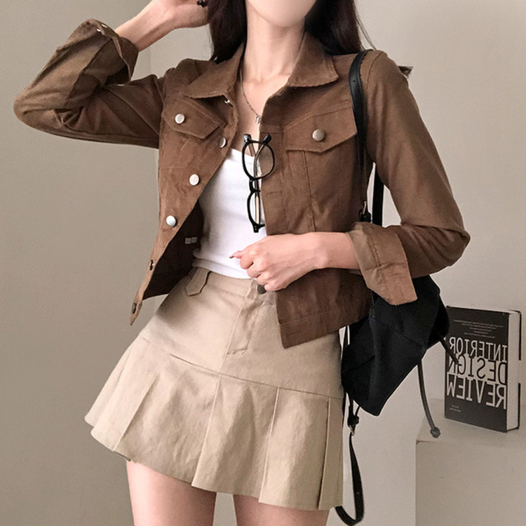 포켓 코듀로이 골덴 셔츠 자켓 브라운