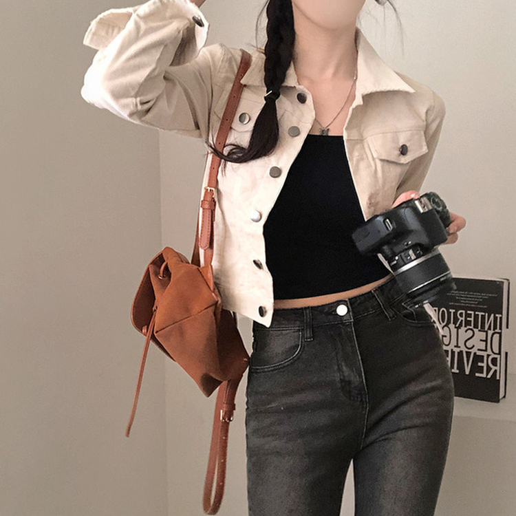 포켓 코듀로이 골덴 셔츠 자켓 아이보리