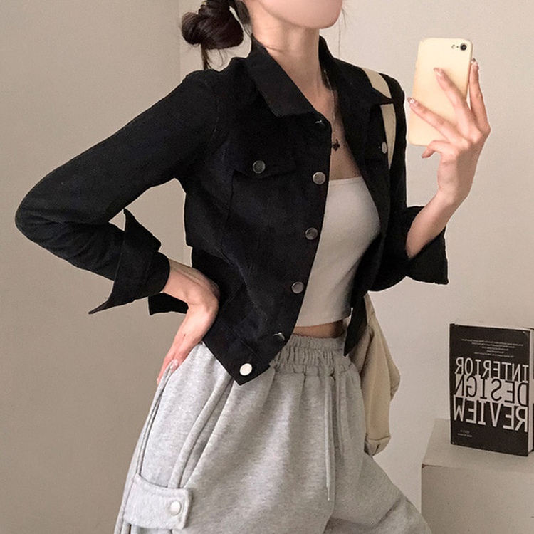 포켓 코듀로이 골덴 셔츠 자켓 블랙