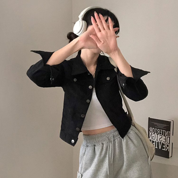 포켓 코듀로이 골덴 셔츠 자켓 블랙