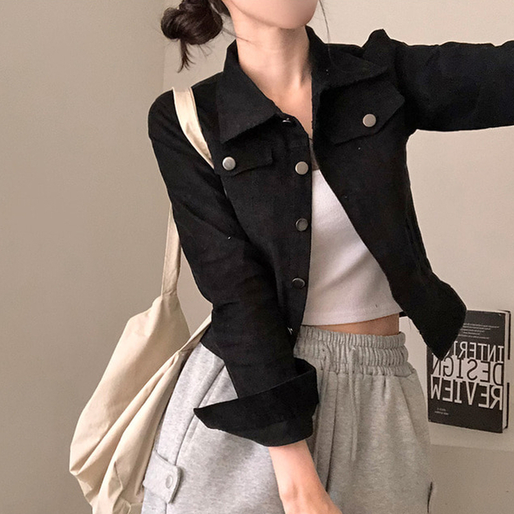포켓 코듀로이 골덴 셔츠 자켓 블랙