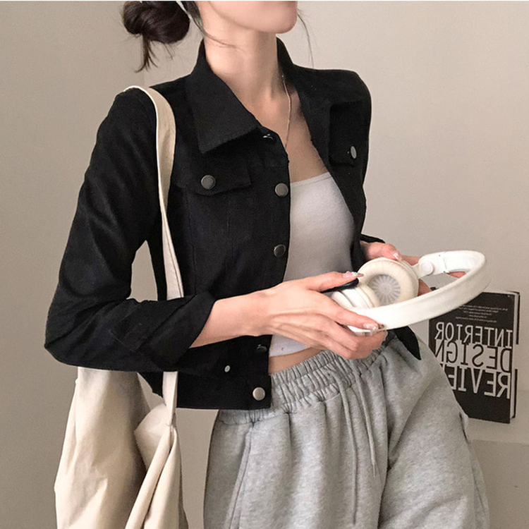 포켓 코듀로이 골덴 셔츠 자켓 블랙